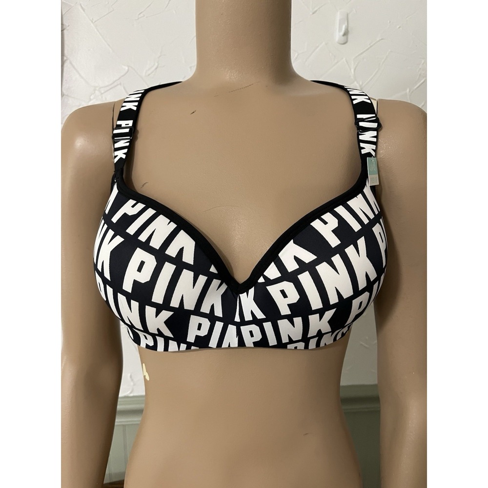 Pink Ultimate Push-up Bra Large 38C Cup Black And‎ Pink Logo